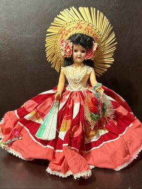 Vintage puerto rican souvenir doll 9”